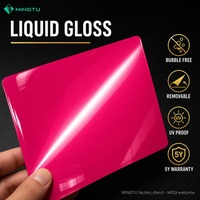 Film de covering automobile PVC PET rose vif brillant 1,52x17m sans bulles, changement de couleur, anti-rayures, anti-UV, vente en gros, usine OEM