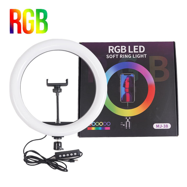 10/12/13/14/16 Inch RGB Video Ring Light 360 Photographic Lighting 16 Colors Rainbow LED RingLight for TikTok Youtube