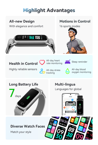 Bracelet connecté de fitness certifié CE RoHS, étanche IP68, nouveau bracelet de sport, montre intelligente TFT pour la surveillance de la fréquence cardiaque - Product Image 5