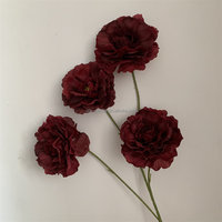 B-1079 Bunga Sutra Berkualitas Tinggi untuk Dekorasi Pernikahan, 4 Tangkai Peony Merah, Rangkaian Bunga Hias, Cabang Bunga Peony