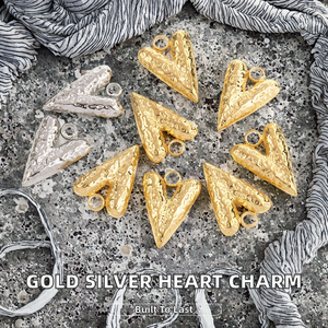 Colgante Clásico Corazón Anti-Decoloración, Chapado en Oro, de Latón y Plata, para Cadenas Personalizadas, Joyería DIY, Historia de Amor Infantil - Product Image 2