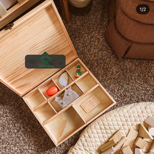 Caja organizadora de memoria de primer año para bebé, de madera de pino Natural, personalizada, artesanal, grande - Product Image 6