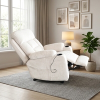 Fauteuil inclinable électrique moderne en tissu avec poches latérales et structure métallique - Idéal pour les personnes âgées