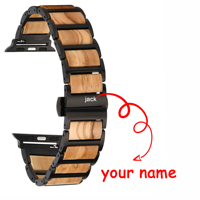 Correa de Reloj Universal de Madera y Acero Inoxidable de 20 mm, Ajustable y Cómoda, Compatible con Apple Watch y Relojes Inteligentes Estándar