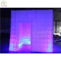 Nouvelle cabine photo gonflable noire Leap Beautiful Cube pour prendre des photos, avec deux portes et éclairage LED gonflable 3MX3M