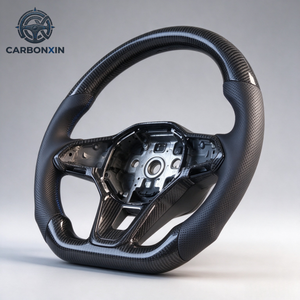 Volante Deportivo Personalizado de Cuero y Fibra de Carbono Forjada para VW Golf 8 MK8 R-line GTI con Alcántara, Sin Airbag - Product Image 3