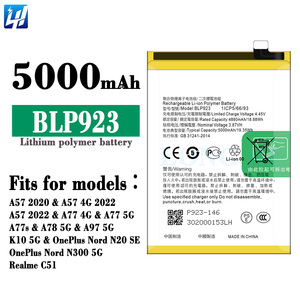 แบตเตอรี่โทรศัพท์มือถือ BLP923 2023 ของแท้ ความจุจริง สำหรับ OPPO A77 5G <span class=keywords><strong>A57</strong></span> <span class=keywords><strong>2022</strong></span> 2020 - Product Image 1