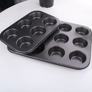 Molde para hornear muffins de 6 cavidades, antiadherente, de acero al carbono, apto para horno, para pasteles, tartas de huevo, cheesecake, DIY - Product Image 1