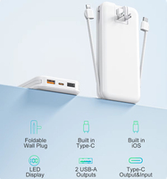 AC Prizli Powerbank 10000mAh Dahili Tip C ve L Kablolarla 22.5W Hızlı Şarj İnce Seyahat LED Ekranlı AC-02D