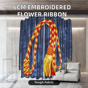 Cinta de Borla con Bordado Floral de 6 cm de Ancho, Accesorios para Decoración de Cortinas y Sofás, Borde de Tela para el Hogar, 100% Poliéster - Product Image 2