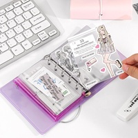Protège-carnet A8 M5 économique en PVC à 5 anneaux, motif étoiles scintillantes, rechargeable, pour journal, album, organiseur, classeur