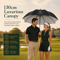Parapluie de golf personnalisé à ouverture automatique et fermeture manuelle, avec cadre en fibre de verre à 8 baleines, bandes résistantes au vent, protection UV argentée, 30 pouces