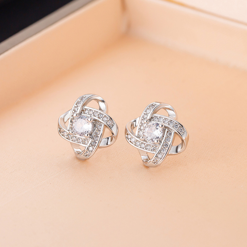 Brass silver earring
