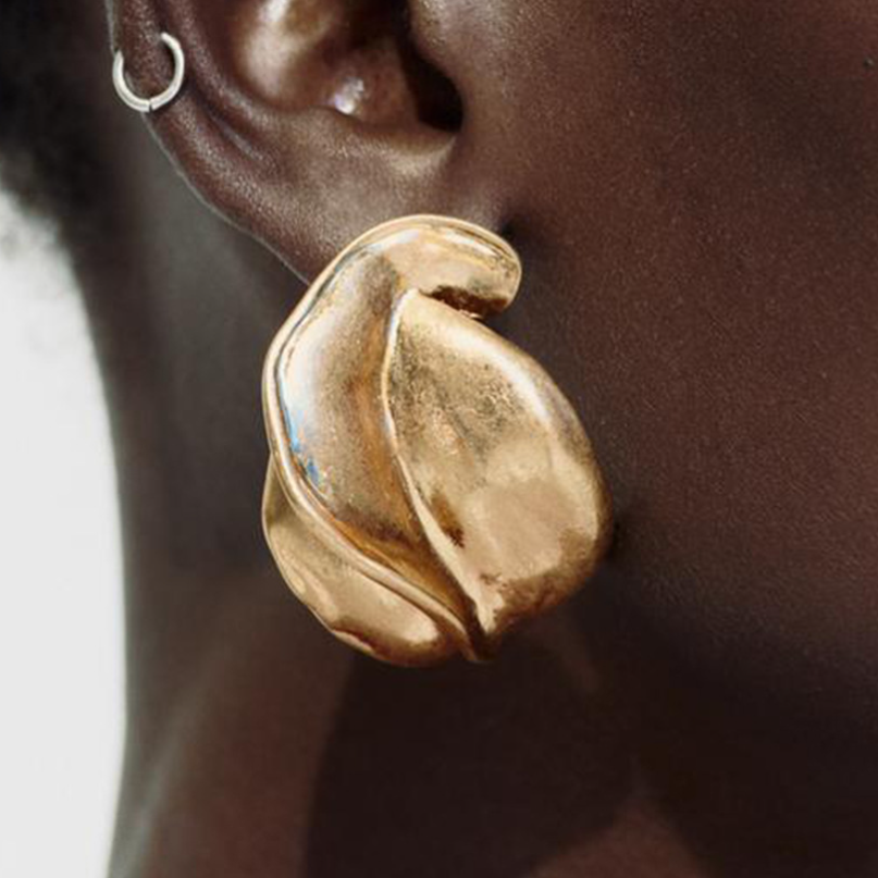 Wholesale Custom Irregular Retro Earrings with Geometric Flower