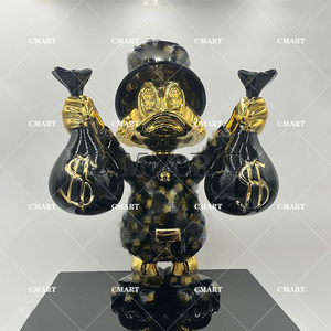 Famosa Scultura di <span class=keywords><strong>Paperino</strong></span> con Due Bottiglie, Modello di Bottiglia di Vino Scrooge Mcduck per Arte, in Resina/Vetroresina - Product Image 2