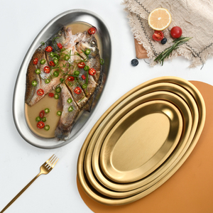 Yurtrain Style coréen en acier inoxydable plaque de poisson plat principal plateau de Restaurant gel de qualité alimentaire forme ovale BBQ plateau à la vapeur - Product Image 1