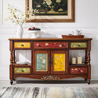 Armoire console buffet européen en bois massif style américain rétro peint décoration buffet entrée armoire de rangement