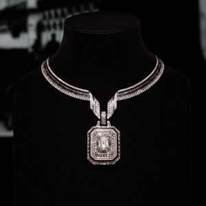 Collier ANSTER OEM avec <span class=keywords><strong>diamant</strong></span> de laboratoire taille émeraude VVS2 10 carats, pendentif en or blanc 18 carats, bijoux de Dubaï amovibles avec certificat IGI, joaillerie fine - Product Image 1