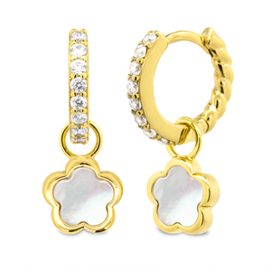 Gioiello di moda Gemnel CZ hoop ciondolo giocoso ciondoli in <span class=keywords><strong>madreperla</strong></span> 925 <span class=keywords><strong>orecchini</strong></span> a fiori in oro argento - Product Image 1