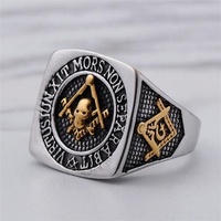 Anillos de Acero Inoxidable con Acabado Vintage de la Tienda Yiwu Aceon Alibaba, Anillos Masónicos con Grabado de la Libertad para Hombre