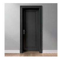 Porte intérieure BOCHARM de luxe en bois foncé, design moderne à 5 panneaux, porte à âme pleine avec poignée noire mate pour villa et hôtel
