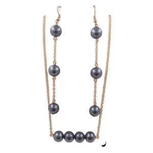 Mukun — ensemble de bijoux hawaïens, boucles d'oreilles, ensemble de bijoux samanan, en or, longue chaîne remplie, perle pour femmes - Product Image 1