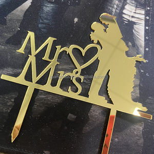 Décoration de gâteau de mariage en acrylique miroir doré Décoration de gâteau de mariage en acrylique <span class=keywords><strong>Mr</strong></span> & Mrs - Product Image 5