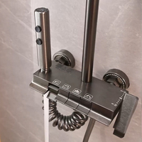 Pommeau de douche thermostatique mural en aluminium chromé poli, jet de pluie, modes de pulvérisation doux, avec noyau de valve en céramique, garantie 5 ans