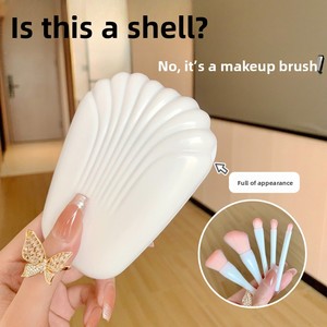 Juego de maquillaje de pelo sintético portátil de 5 piezas para cara herramienta de belleza de concha de cerdas suaves <span class=keywords><strong>sombra</strong></span> de ojos rubor polvo suelto para estudiantes - Product Image 4