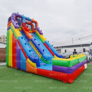 New Leap Khổng Lồ 30ft Trượt Bơm Hơi Bouncy Nhảy Khối Làn Đường Đầy Màu Sắc PVC Nước Nhà Nhảy Với Hồ Bơi - Product Image 6