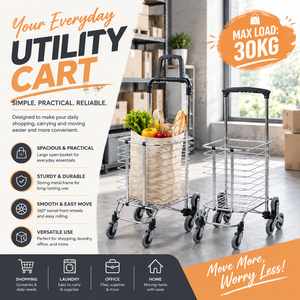 Aluminum Foldable Shopping Trolley Enclosed Roll Container Four-Wheel Rolling Basket for Grocery Storage and Transportation - Product Image 1