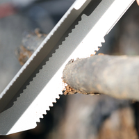Spatule-outil industrielle d'extérieur en titane pur argenté, dentelée, ultra-légère, portable, multifonctionnelle pour le camping et le jardinage