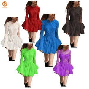 5419 2026 Nouvelle Collection Printemps-Été Robe Courte en Dentelle à Manches Longues pour <span class=keywords><strong>Femme</strong></span> – Décontractée, Quotidienne, Soirée, Sortie, Douce et Romantique - Product Image 2
