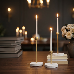Juego de 3 candelabros modernos de color blanco y dorado, decoración elegante para sala de estar, dormitorio u oficina, solución de iluminación elegante - Product Image 1