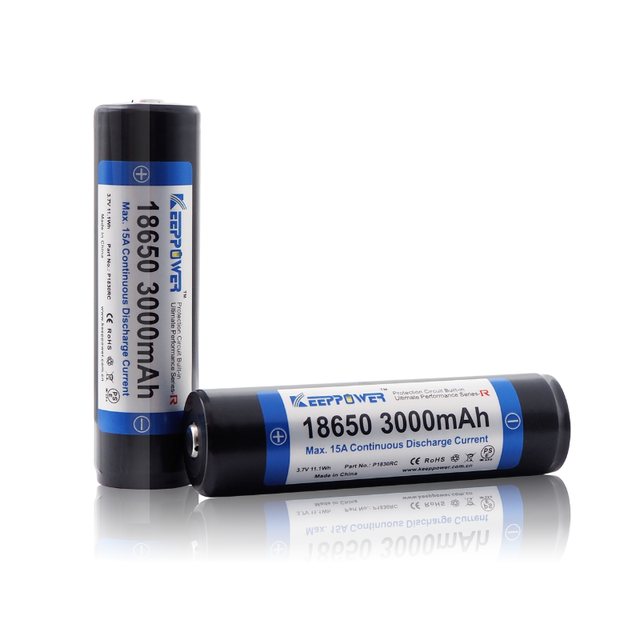 Keeppower 18650 3000mAh Protected Li-ion Battery - Max 15A Discharge, Rechargeable, High Capacity, Safe for Flashlights/Drones