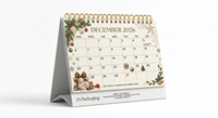 Calendrier de bureau de Noël personnalisé 2026 – Planificateur de table en papier premium, calendrier de bureau à spirale, calendrier de table à feuilles mobiles