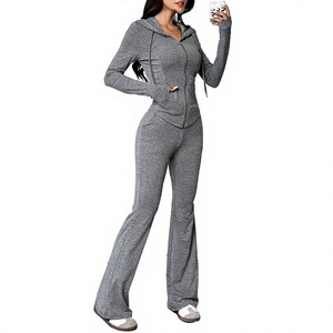 Conjuntos de yoga de secado rápido para mujer, sexys y ajustados, de manga larga, lisos, con diseño que disimula las líneas y realza la figura. - Product Image 4