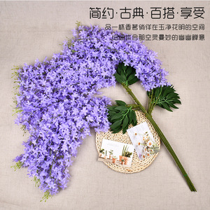 Guirlandes de fleurs artificielles Wisteria jaunes en soie de 110 cm pour décorations de mariage et de maison - Product Image 2