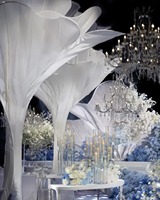 Grande Décoration Florale Artificielle en Organza Blanc, Installation Géante Personnalisée Écologique pour Mariage, Banquet, Événement, Toile de Fond