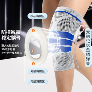 สนับเข่าซิลิโคนแบบถักสำหรับฤดูร้อน เหมาะสำหรับบาสเกตบอล วิ่ง ฟิตเนส ปั่นจักรยาน อุปกรณ์ป้องกันขั้นพื้นฐาน - Product Image 1