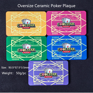 Placa de Póker de Cerámica Rectangular Profesional Personalizada <span class=keywords><strong>Mega</strong></span> Jumbo de 94 mm, Ficha de <span class=keywords><strong>Casino</strong></span> de 50 g de Peso Pesado para Texas Hold'em de Alto Valor - Product Image 1