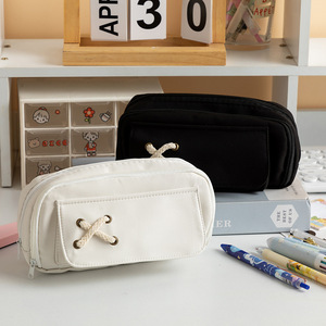 Boîte à crayons en toile de coton élégante avec anse en corde, idéale pour le rangement de fournitures scolaires tendance des adolescents - Meilleure vente - Product Image 1