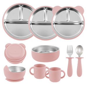 ชุดจานชามซิลิโคนกันน้ำสำหรับเด็ก คุณภาพสูง เกรดอาหาร นุ่ม ปลอดภัย พร้อมจุกดูด สำหรับฝึกทานอาหาร - Product Image 1