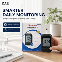 RAK Safe AQ Max II Lecteur de glycémie Bluetooth, Glucomètre, Test de glycémie, Résultat en 5 secondes, Mémoire de 500 résultats, Sans codage