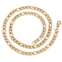 Chaîne de collier Hiphop anti-ternissement durable en or 14K 18K en acier inoxydable, maillons cubains plats Figaro pour hommes