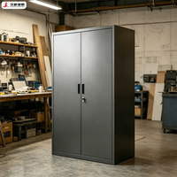 Armoire de rangement en métal JIUSHUN moderne à 2 portes pour bureau, garage, avec étagères réglables, en acier