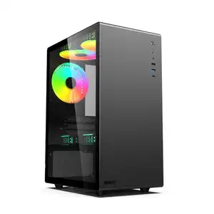 Oem Odm Cabinet Cpu Rgb Desktop Computer Case Tower Tempered Glass Window Entry Level MAtx Gaming Gamer Pc Computer Cases