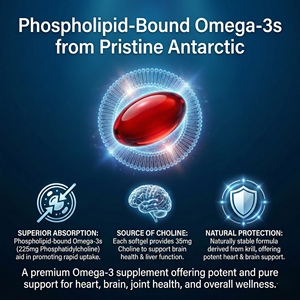 Geconcentreerde <span class=keywords><strong>Omega</strong></span> 3 Krill Olie 500mg Softgel Supplement voor Dagelijks Welzijn en Hersenondersteuning US Voorraad - Product Image 2