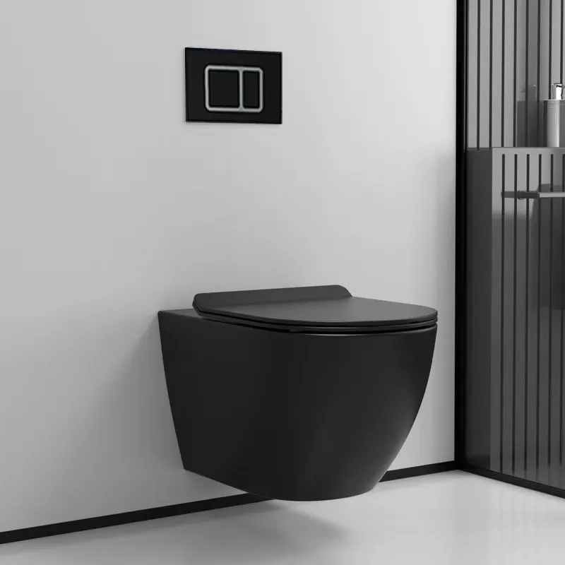 Salle de bain de style moderne noir mat a176yh, toilette murale de luxe