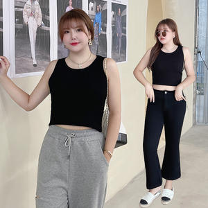 Runqi N8126 Gilet en tricot noir pour femme, couleur unie, en coton, grande taille pour femmes courbes - Product Image 4